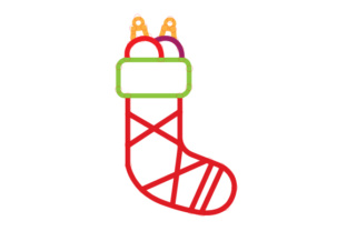 Christmas Stocking Outline Design for Sewing Cards