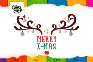 Merry X-mas Reindeer Face Monogram for Crafts