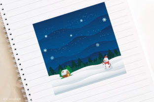 Night Winter in Church with Snowman Backgrounds