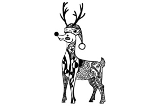 Reindeer with Christmas Hat Zentangle